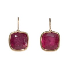 18 Carat Yellow Gold Ruby Earrings