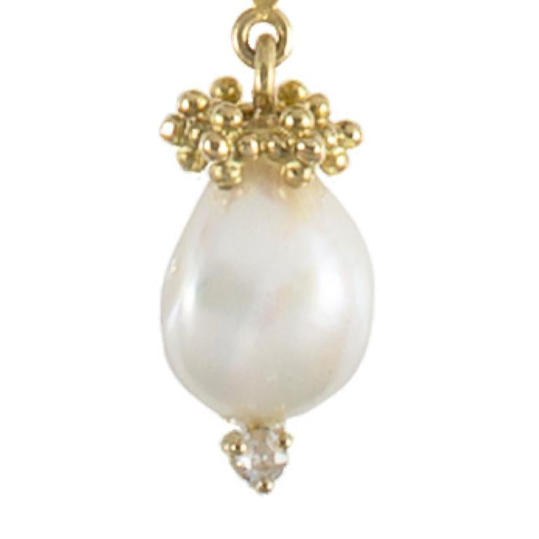Baroque Revival 18 Carat Yellow Gold Ruby Pearl Diamond Pendant
