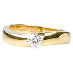 18 carat yellow gold solitaire BALMAIN round brillant cut diamond ring 