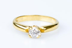 18 carat yellow gold solitaire round brillant cut diamond ring