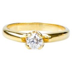 18 carat yellow gold solitaire round brillant cut diamond ring