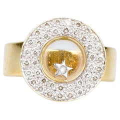 18 carat yellow gold star ring designed with 0.35 carat diamonds