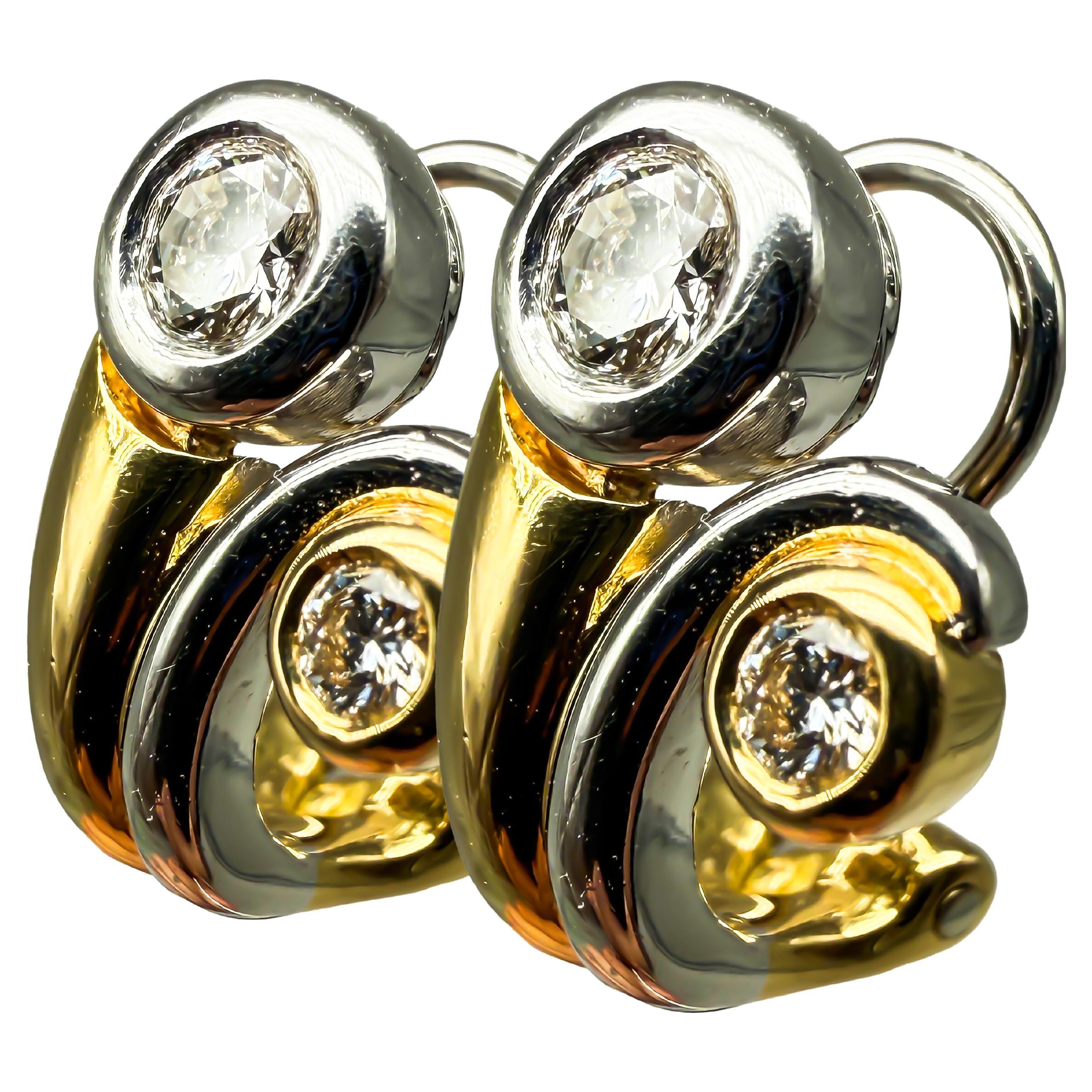 Boucles d'oreilles en or jaune 18 carats avec diamants naturels en vente