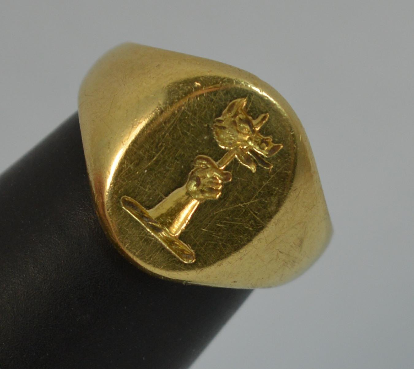 18 Carat Yellow Gold Sword and Boar Head Signet Seal Intaglio Ring 2