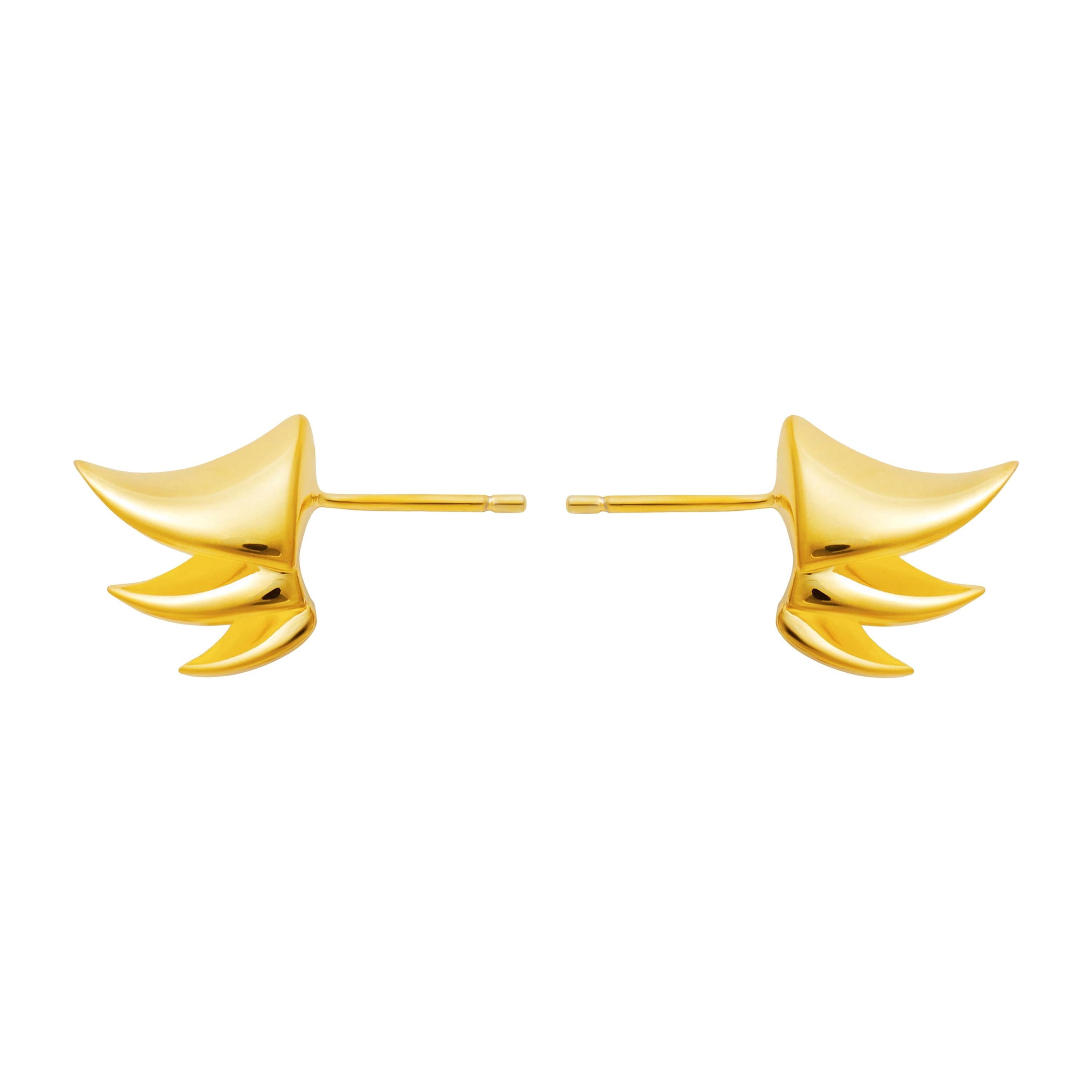 18 Carat yellow Gold Thorn Earring For Sale
