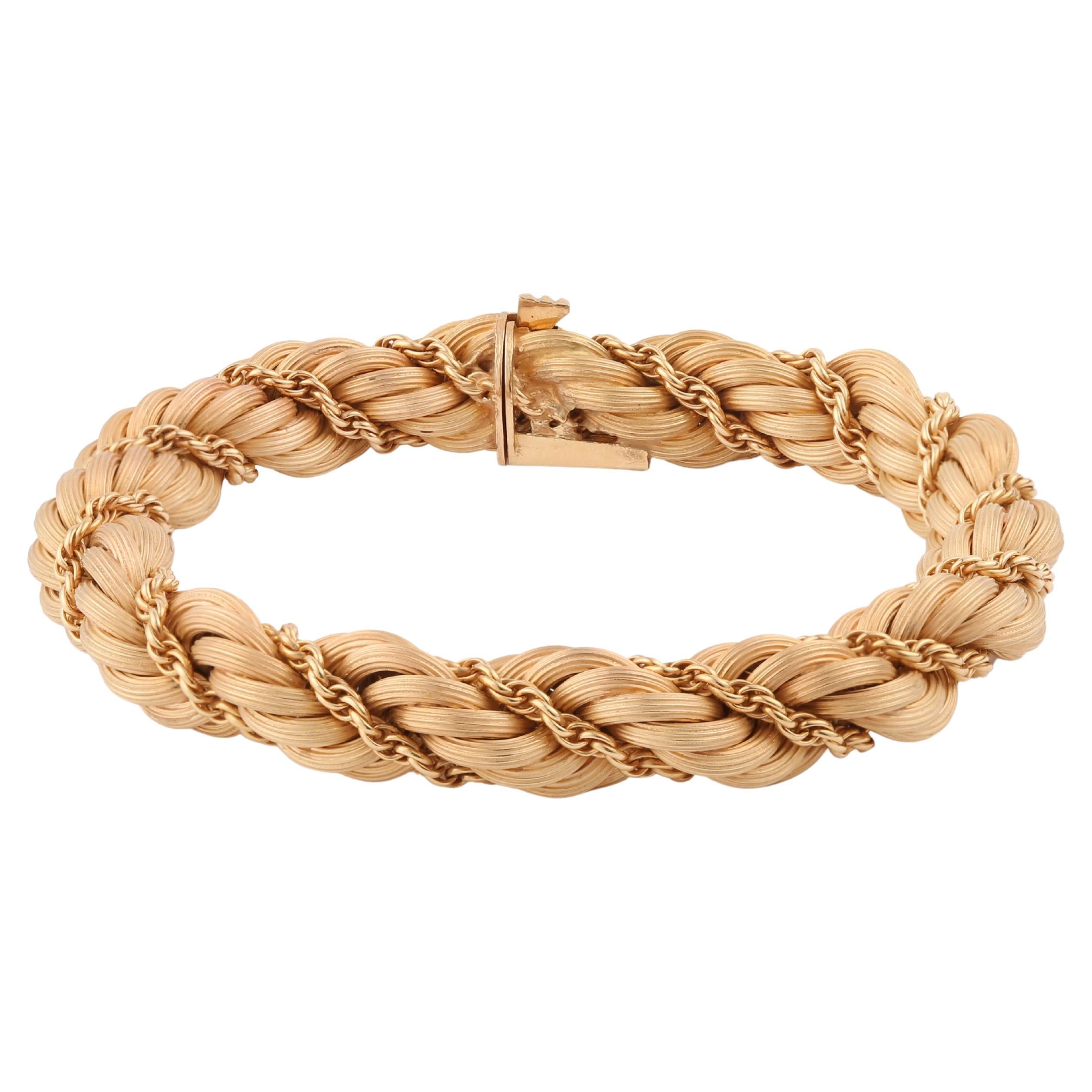 Pulsera trenzada de oro amarillo de 18 quilates