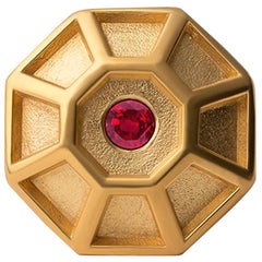 18 Carat Yellow Gold Vermeil and Ruby Birthstone Pendant