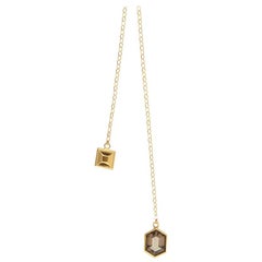 18 Carat Yellow Gold Vermeil and Smokey Quartz Lariat Pendant Necklace