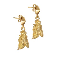 18 Carat Yellow Gold Vermeil Bee and Honeycomb Earrings
