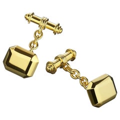 18 Carat Yellow Gold Vermeil Geometric Cufflinks