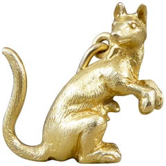 18 Carat Yellow Gold Vintage Kangaroo Pendant Charm