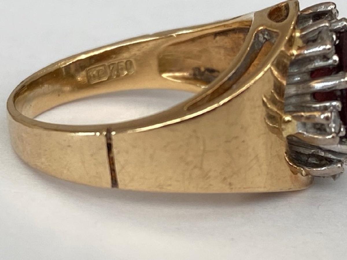 Bague vintage en or jaune 18 carats avec grenat et diamants de 3,00 carats en vente 4