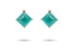 Orecchini di design a perno in oro giallo 18 carati con diamanti, agata verde e cristalli di rocca