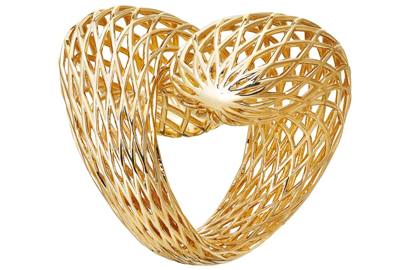Im Angebot: 18 Karat Gelbgold Weißer Diamanten Netz-Ring Aenea Schmuck () 3