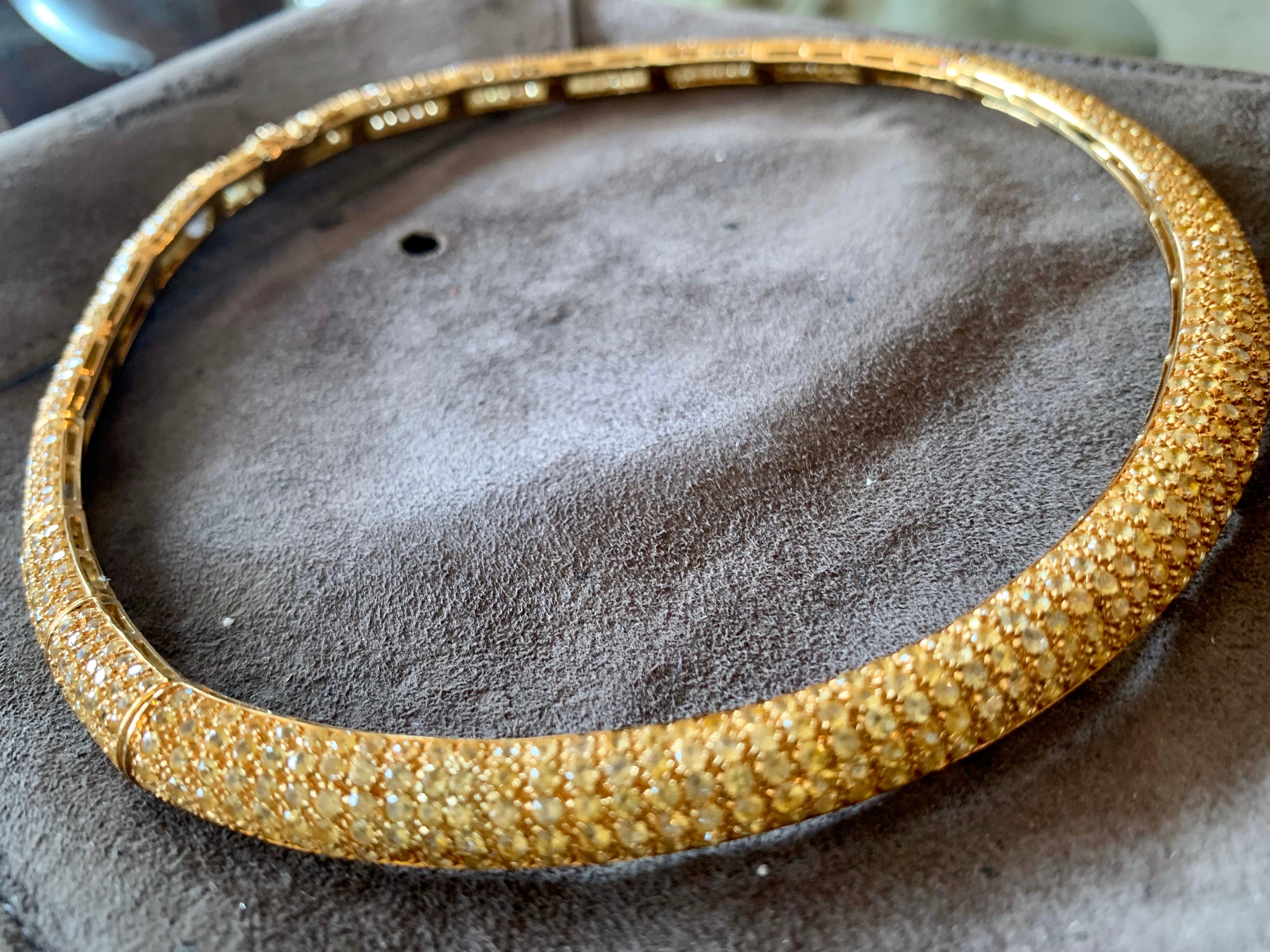 Modern 18 Carat Yellow Gold and Yellow Sapphire Choker For Sale