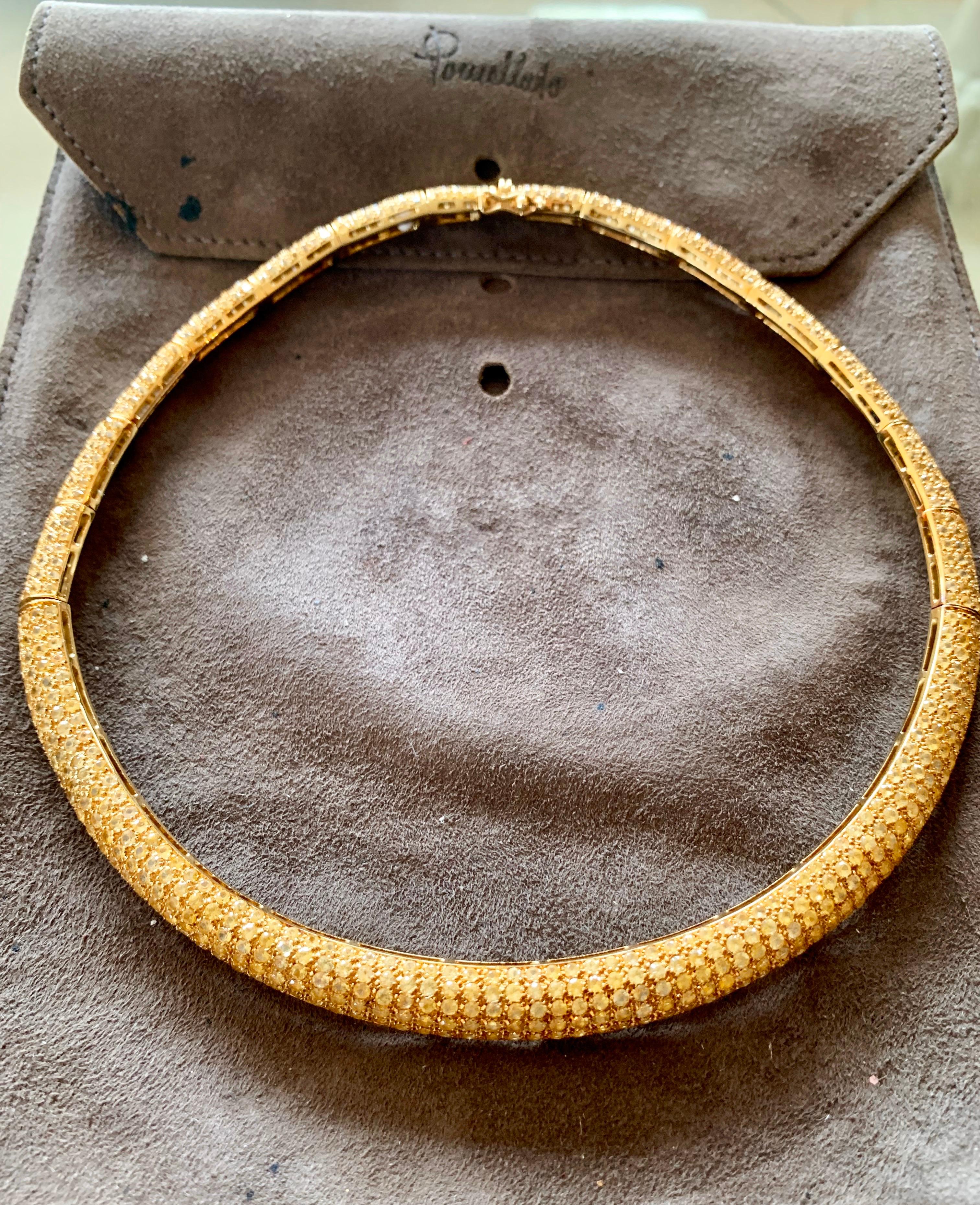 Round Cut 18 Carat Yellow Gold and Yellow Sapphire Choker For Sale