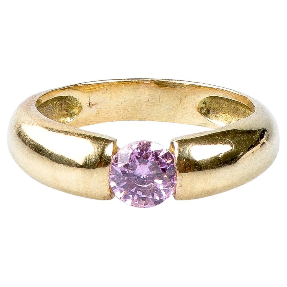 18 carat yellow gold zirconium oxide ring  For Sale