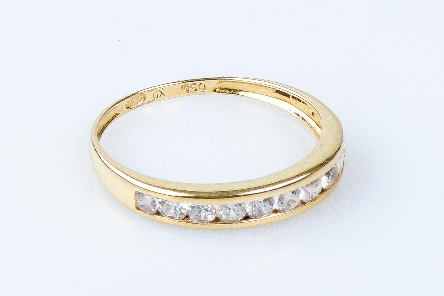 18 carat yellow gold zirconium oxides ring In Excellent Condition For Sale In Monte-Carlo, MC