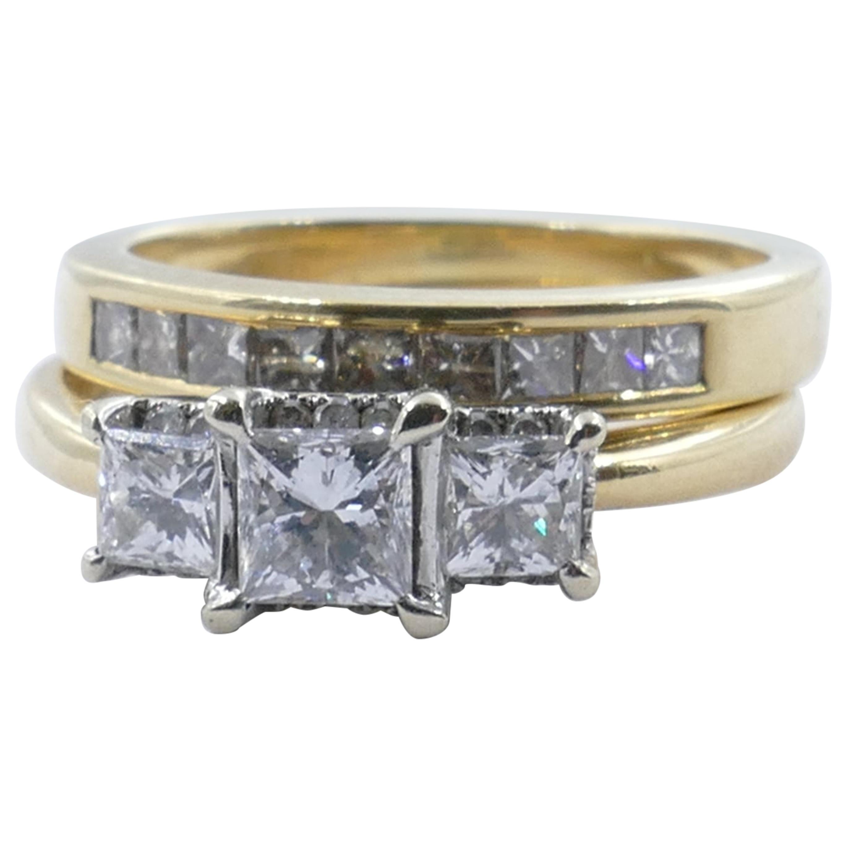 18 Carat Yellow or White Gold Diamond Ring Suite For Sale