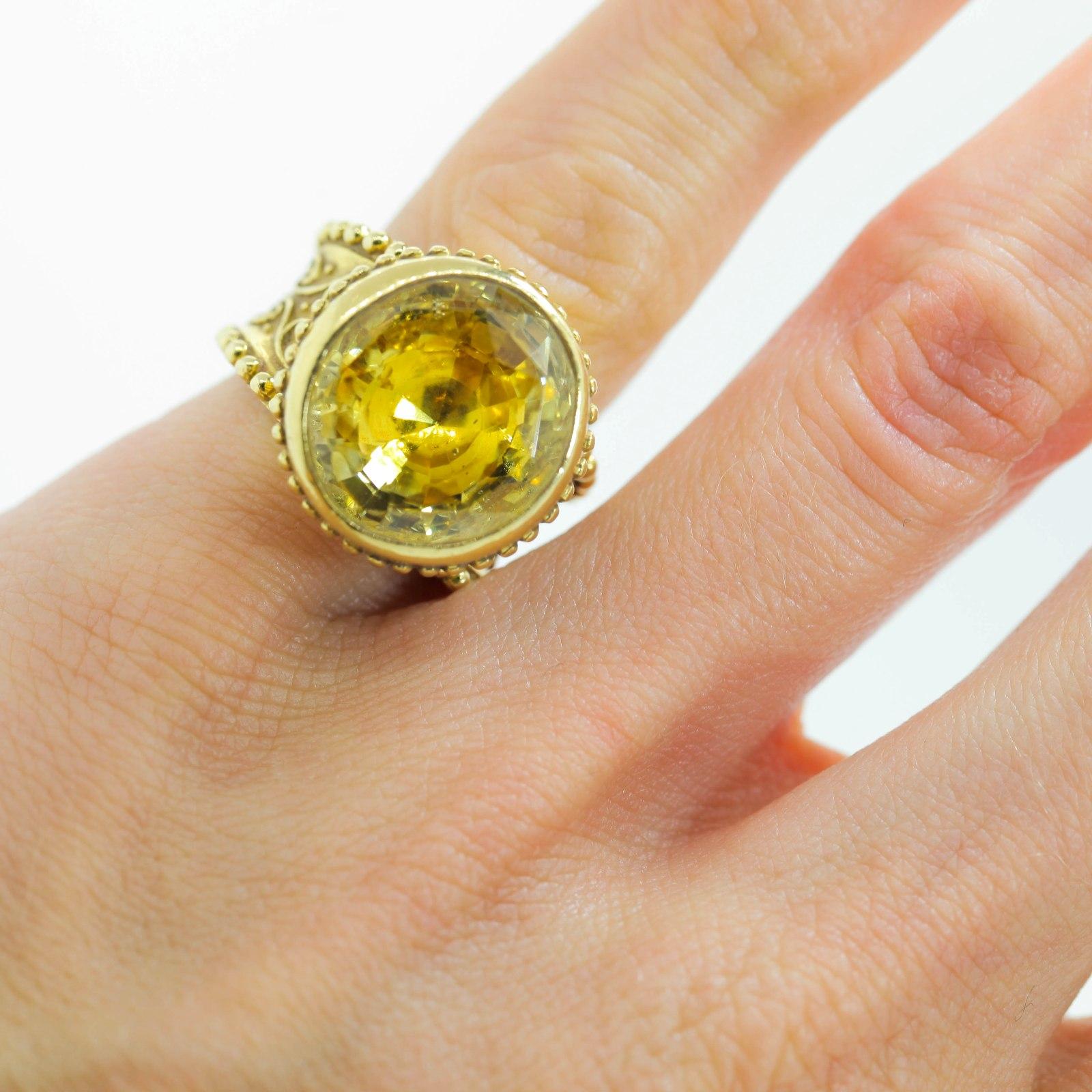 Early Victorian 18 Carat Yellow Sapphire Gold Ring by Cynthia Bach