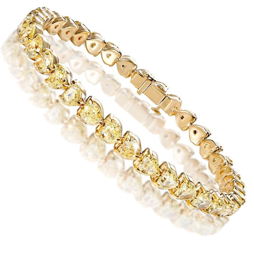 Mixed Cut 18 Carats Combine Mix Shape Single Row Diamond Tennis Bracelet Certified Y