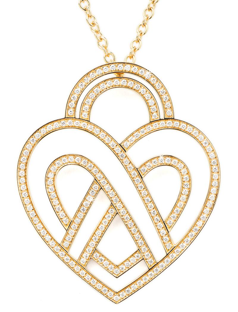 Modern 18 Carats Gold and Diamonds Necklace, Yellow Gold, Coeur Entrelacé Collection For Sale