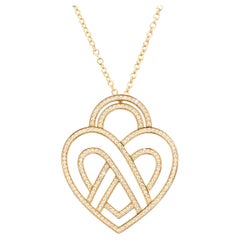 18 Carats Gold and Diamonds Necklace, Yellow Gold, Coeur Entrelacé Collection 18 Carats Gold and Diamonds Necklace, Yellow Gold, Coeur Entrelacé Collection