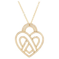 18 Carats Gold and Diamonds Necklace, Yellow Gold, Coeur Entrelacé Collection