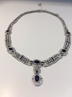 18 Carat of Sapphire and Diamonds in this Estate Necklace