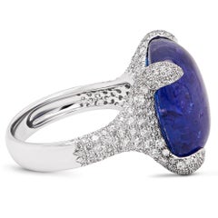 Anello Cocktail 18 carati con tanzanite reale e diamanti 18K