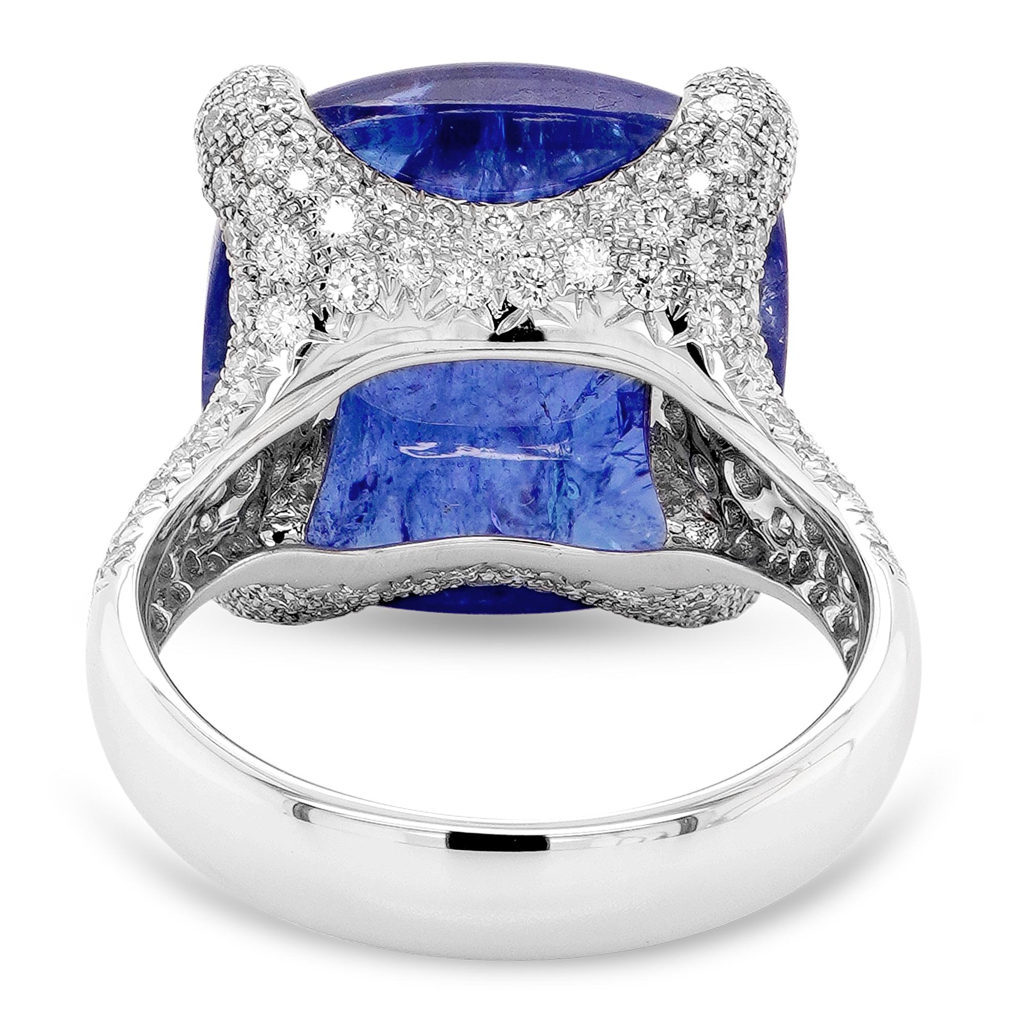 18 Karat Royal Tanzanite Zuckerhut & Diamant Cocktail Ring 18K (Art nouveau) im Angebot