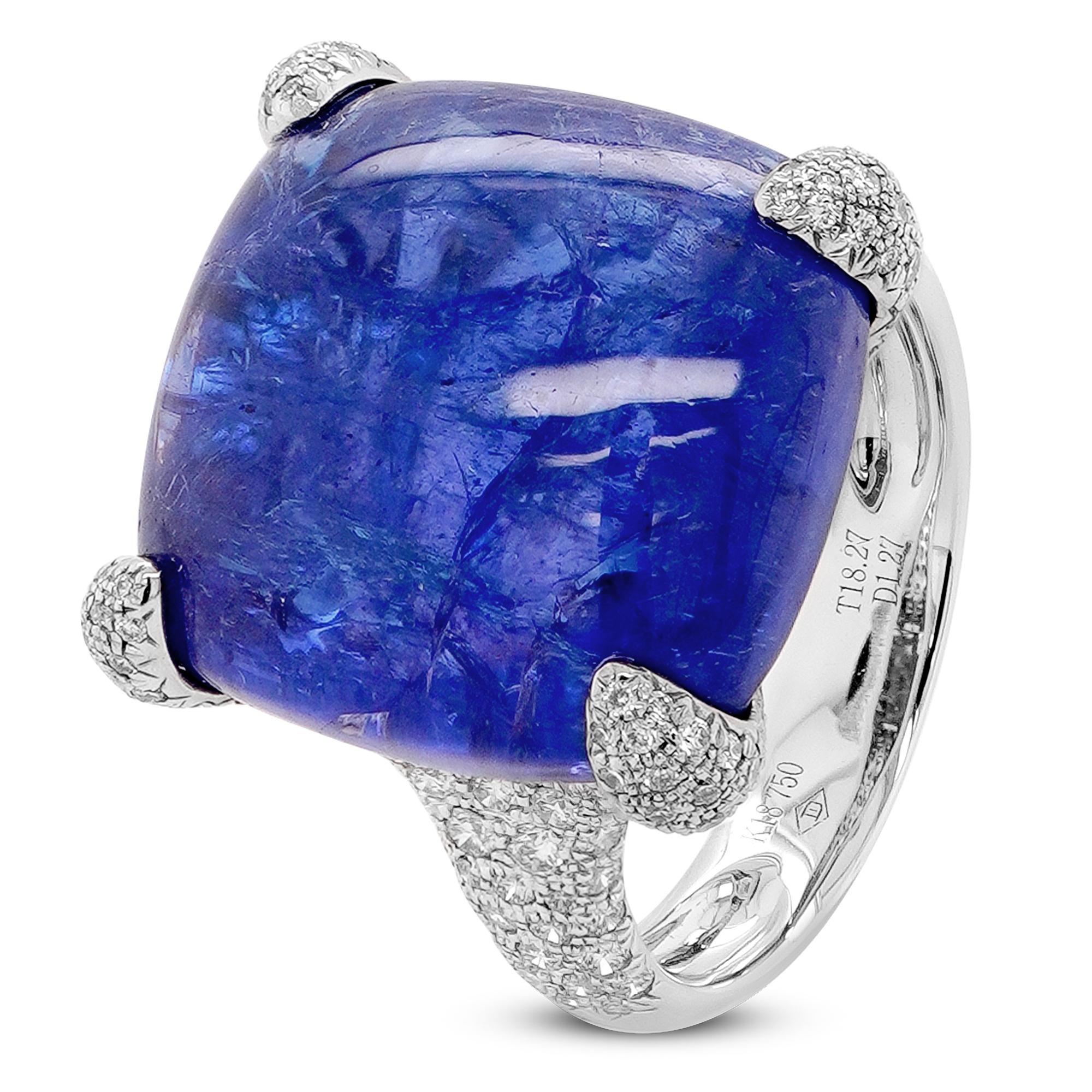 18 Karat Royal Tanzanite Zuckerhut & Diamant Cocktail Ring 18K im Zustand „Neu“ im Angebot in Hung Hom, HK