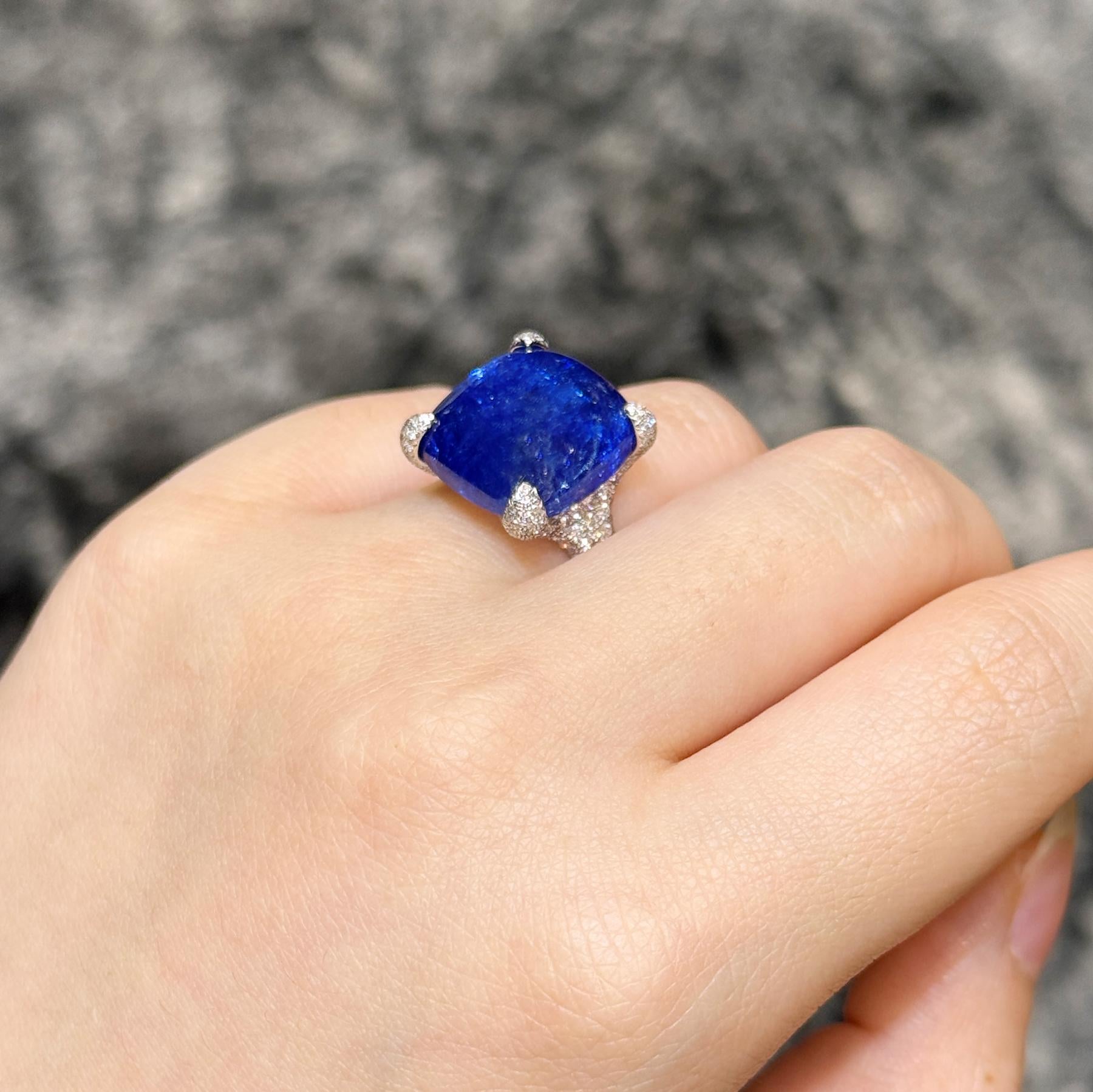 18 Karat Royal Tanzanite Zuckerhut & Diamant Cocktail Ring 18K im Angebot 1