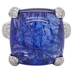18 Karat Royal Tanzanite Zuckerhut & Diamant Cocktail Ring 18K