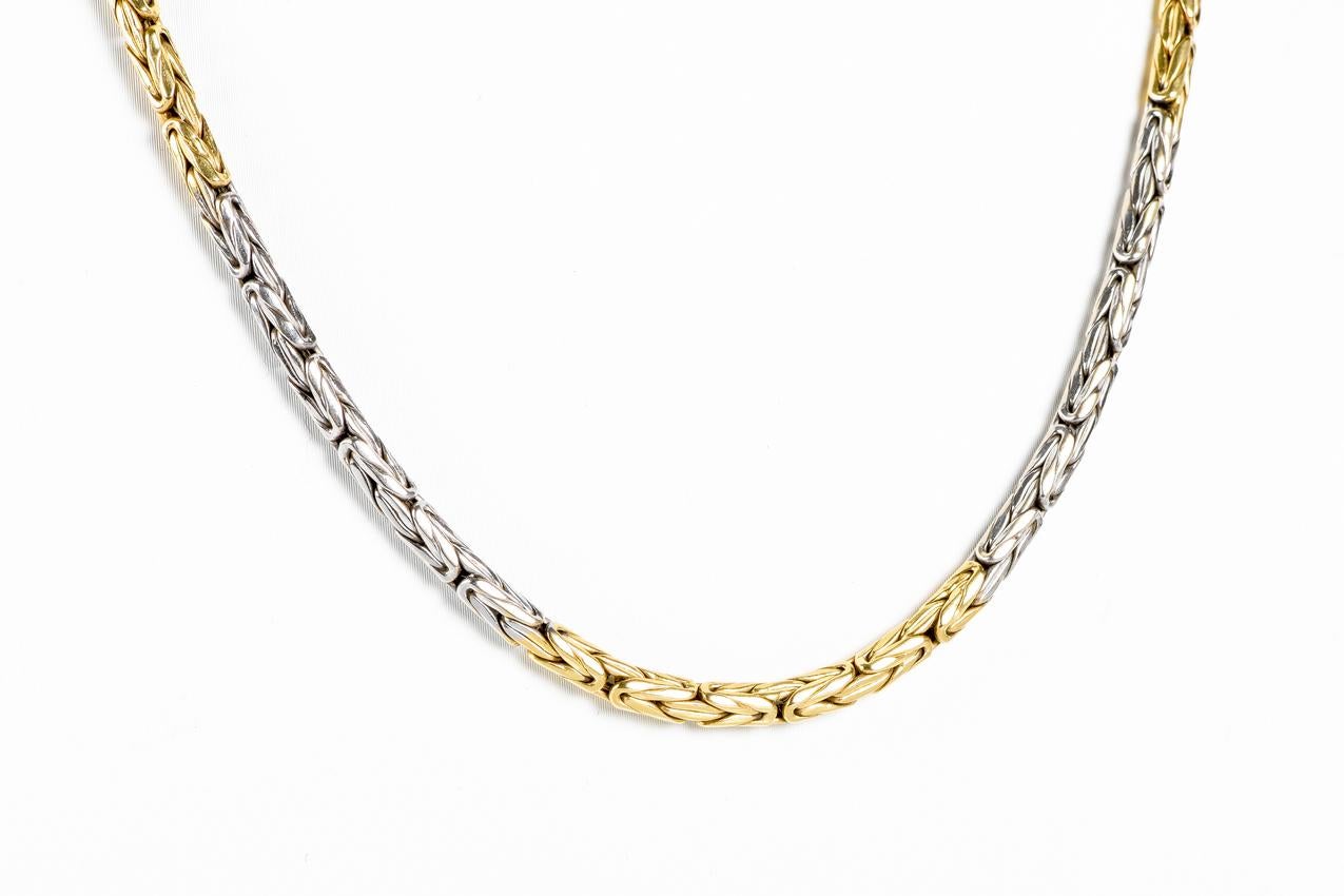 18 carats White and Yellow Gold - Mesh necklace For Sale 6