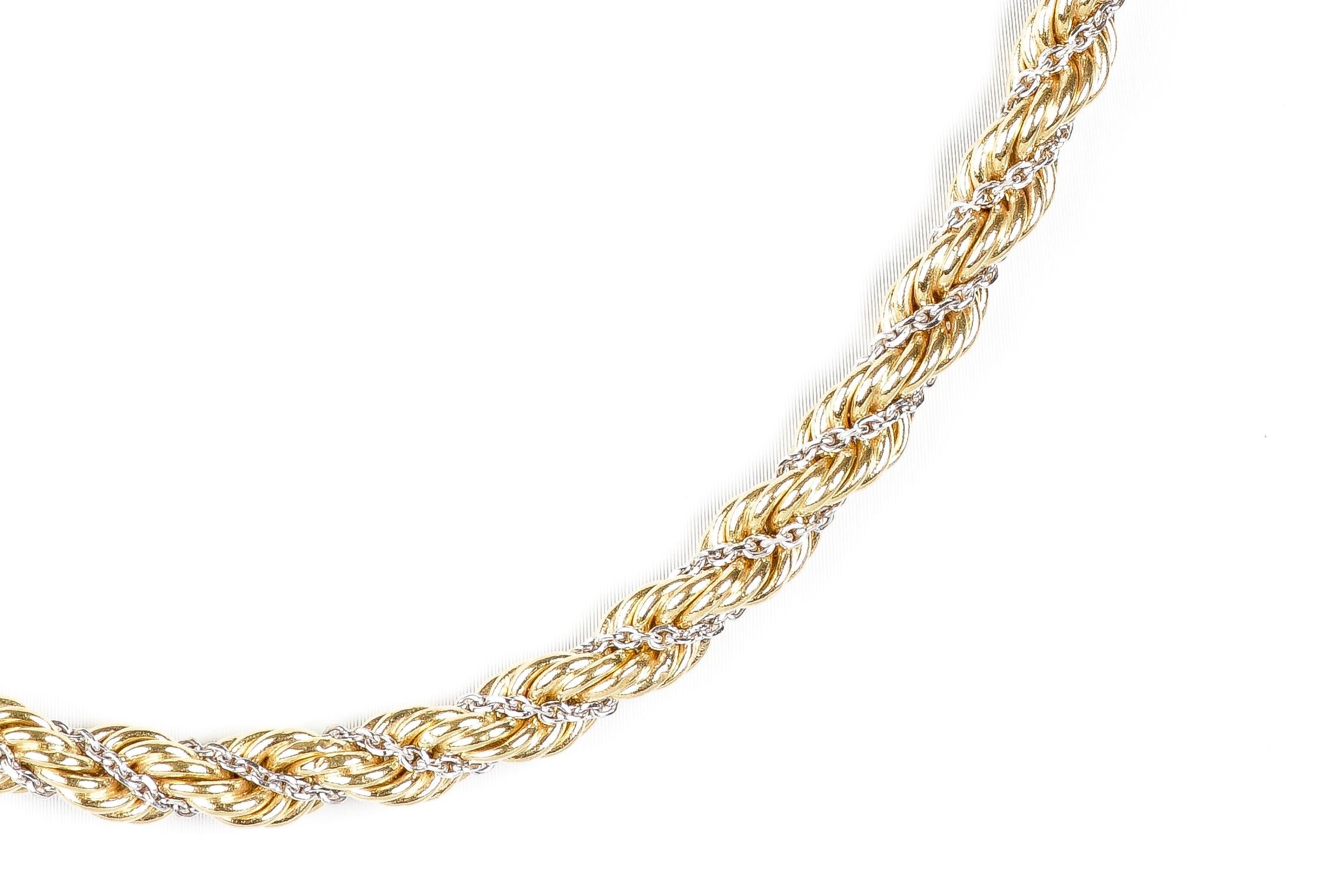 18 carats White and Yellow Gold - Mesh necklace In Excellent Condition For Sale In Monte-Carlo, MC