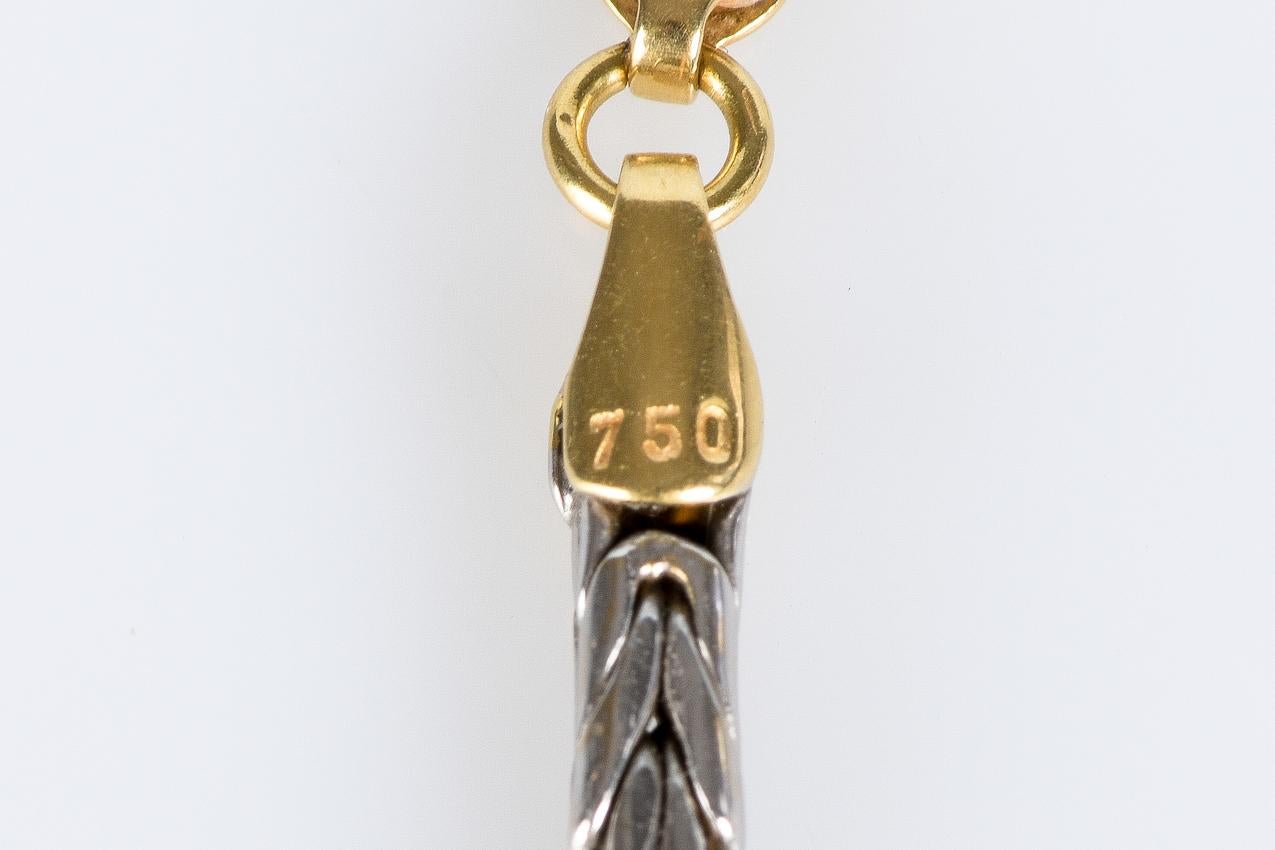 18 Karat Weiß- und Gelbgold - Mesh-Halskette für Damen oder Herren im Angebot