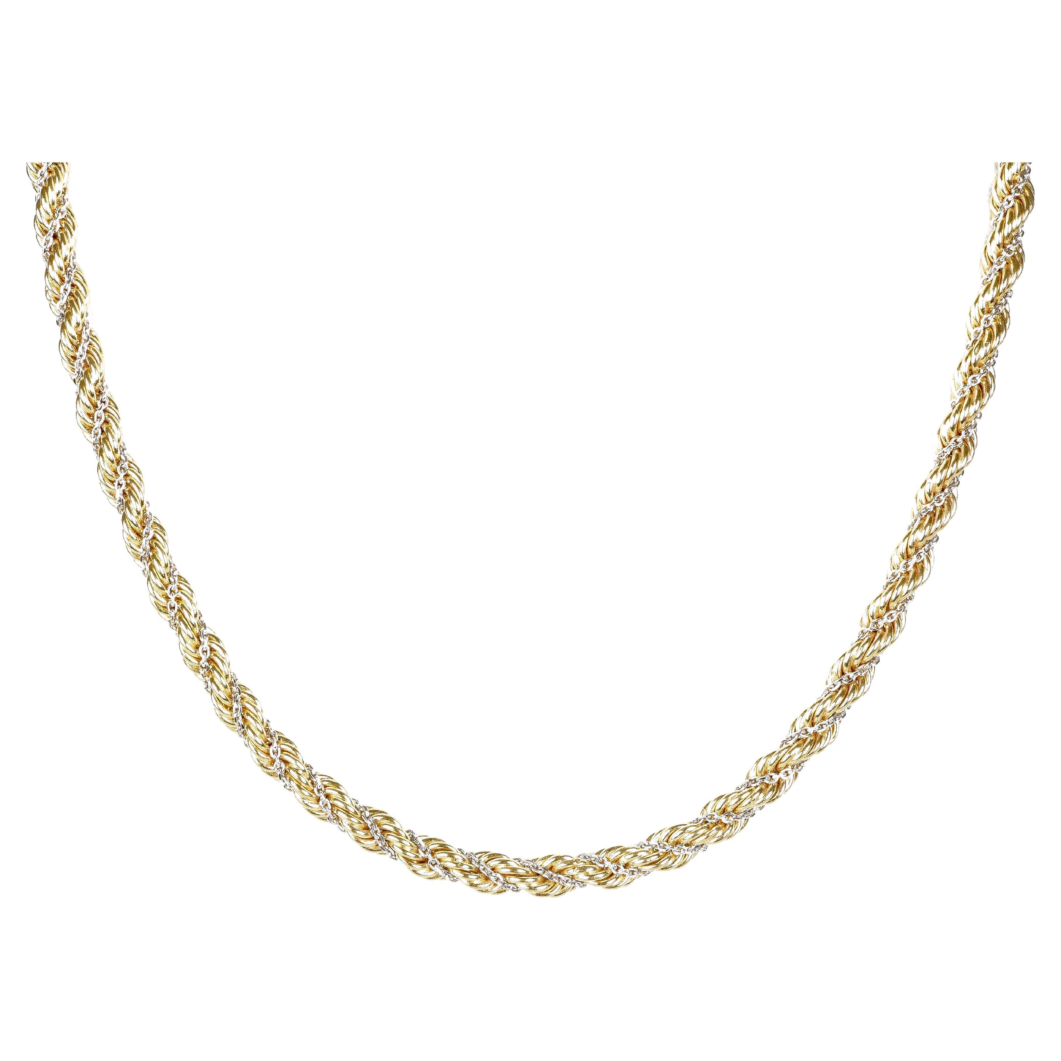 18 carats White and Yellow Gold - Mesh necklace For Sale
