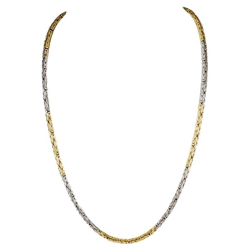 18 Karat Weiß- und Gelbgold - Mesh-Halskette im Angebot