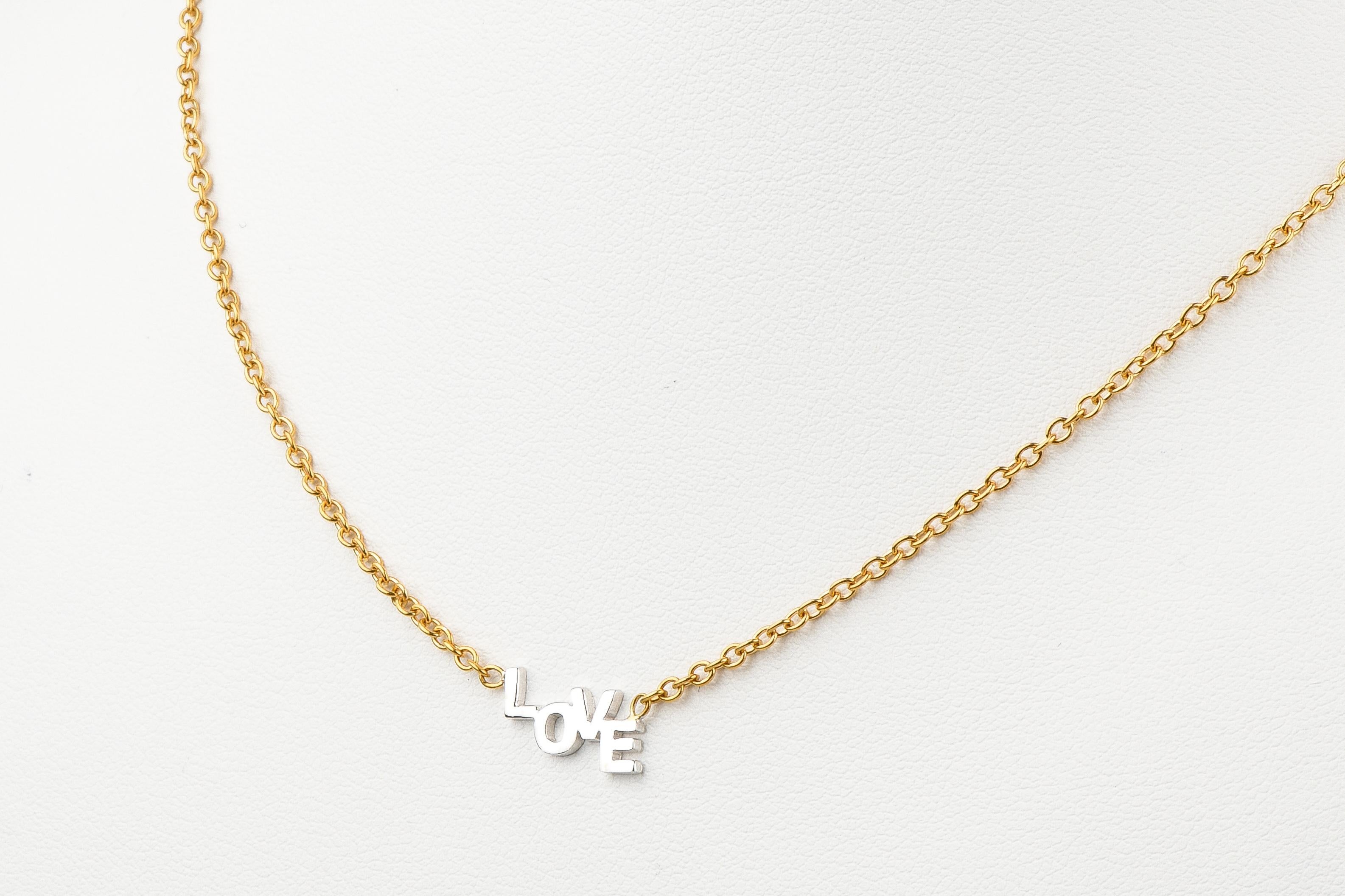 18 carats yellow and white gold Love necklace For Sale 1