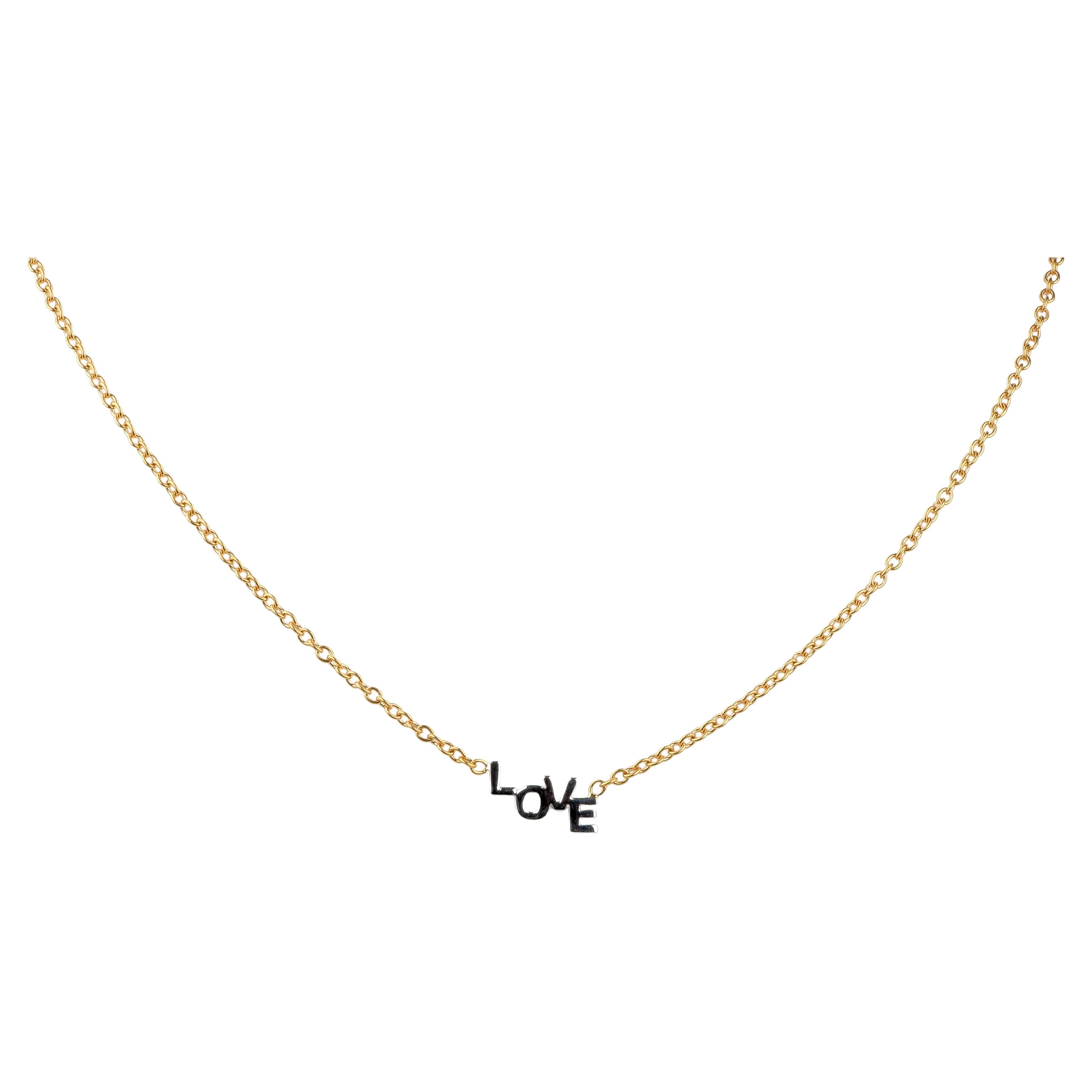 18 carats yellow and white gold Love necklace