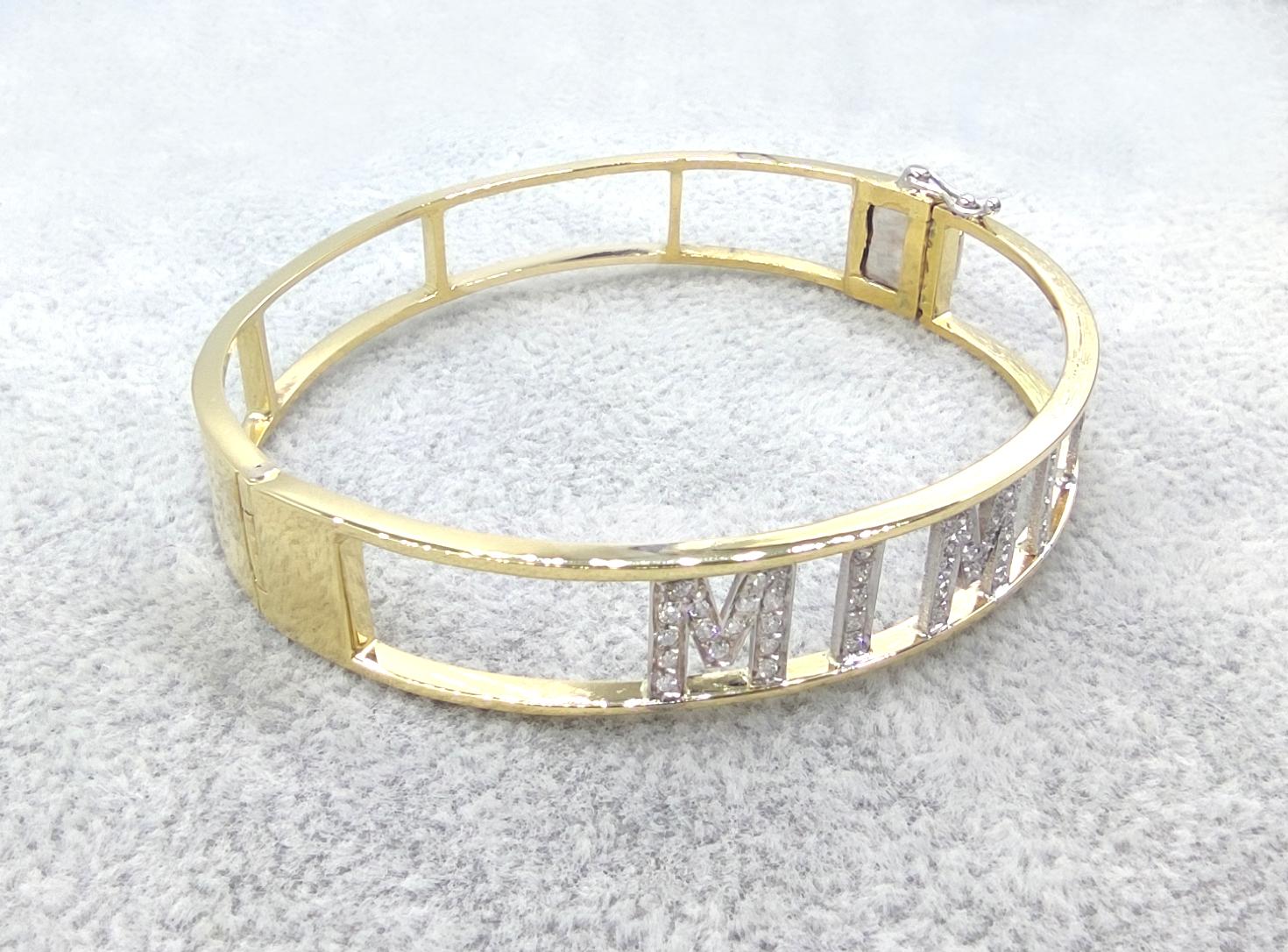 Round Cut 18 Carats Yellow Gold Diamond Bracelet Customizable Made in Italy Antinori For Sale