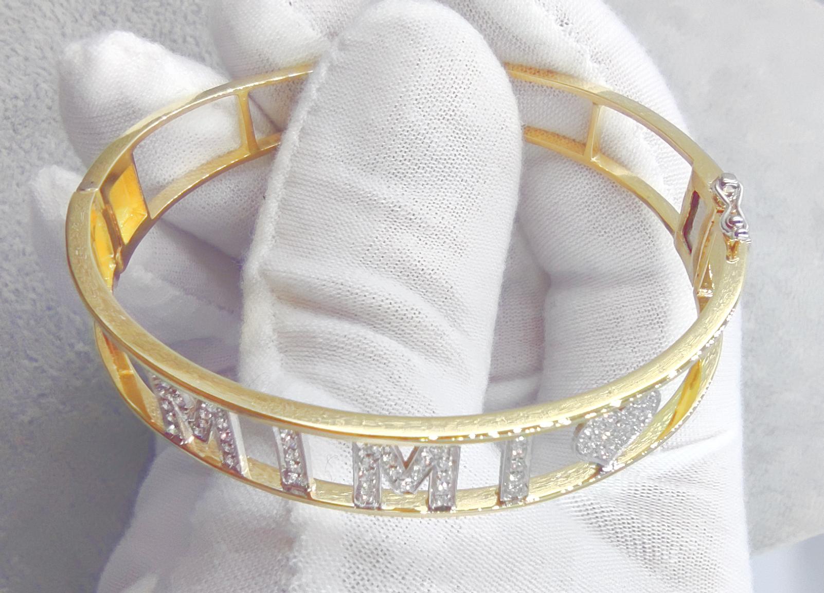 Women's or Men's 18 Carats Yellow Gold Diamond Bracelet Customizable Made in Italy Antinori For Sale