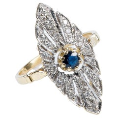 18 carats yellow gold sapphire and diamonds ring