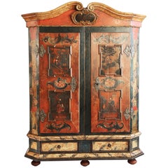 18 Century Armoire N. Italian Tyrolean Paintwork