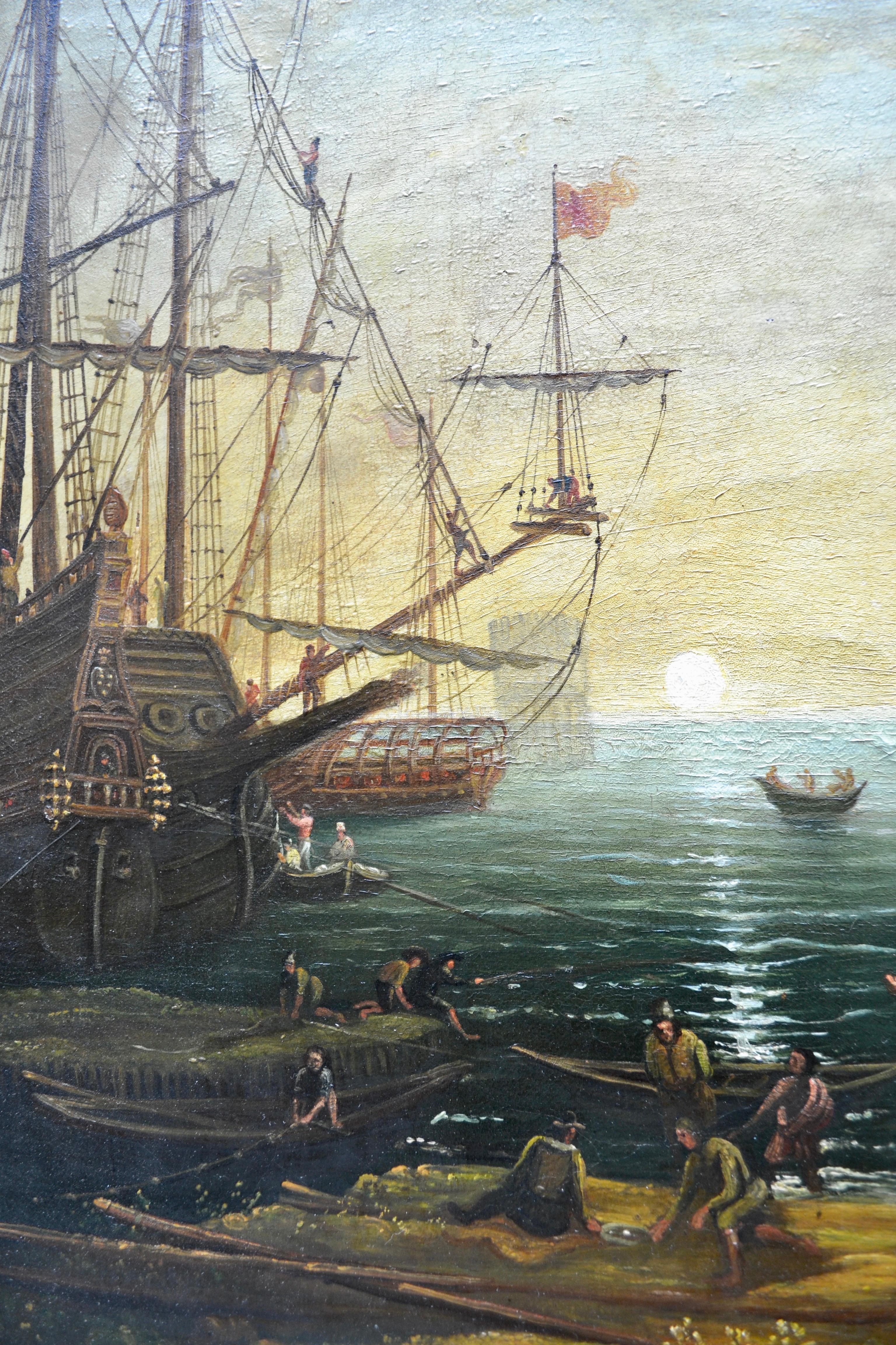 18. Jahrhundert Kopie von „Port-Szene mit der Villa Medici“ nach Claude Lorrain im Angebot 1