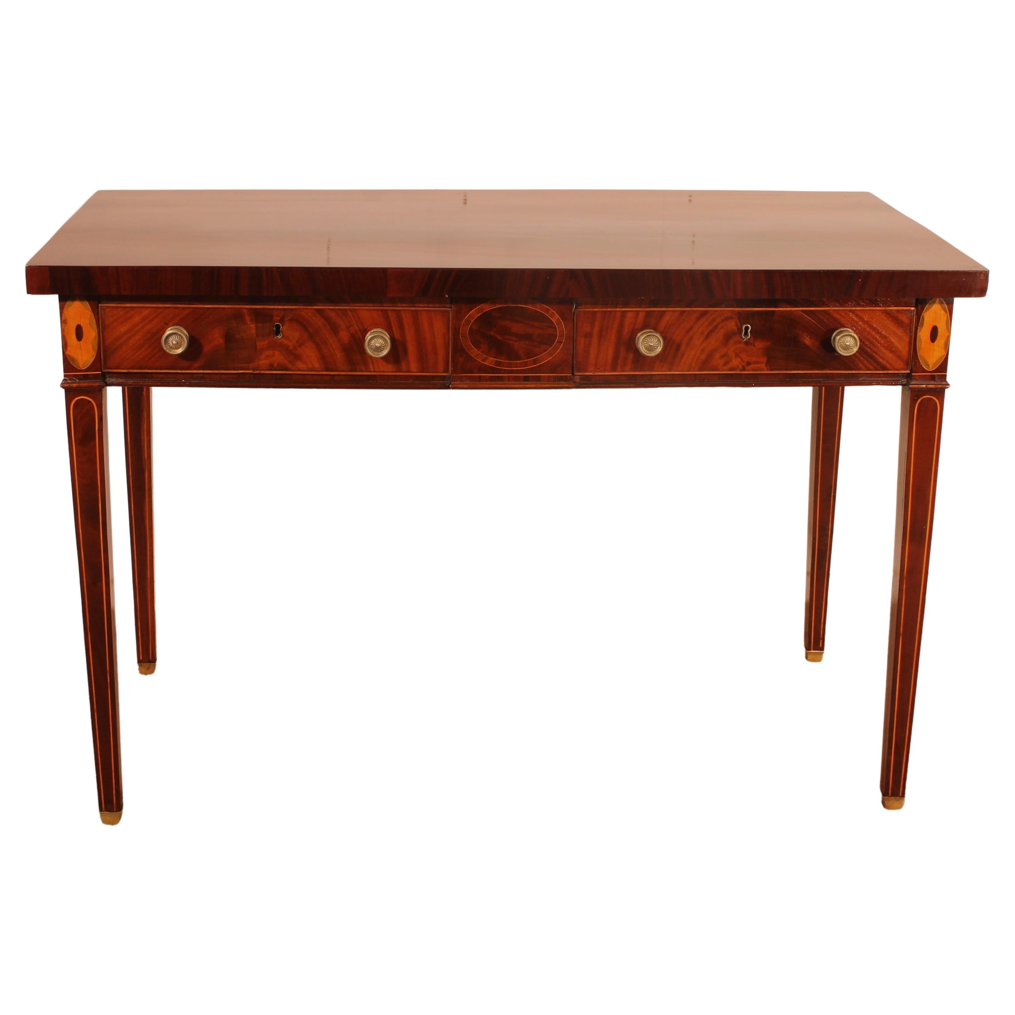18th Century Desk in Mahogany and Marquetry--Georgian Period