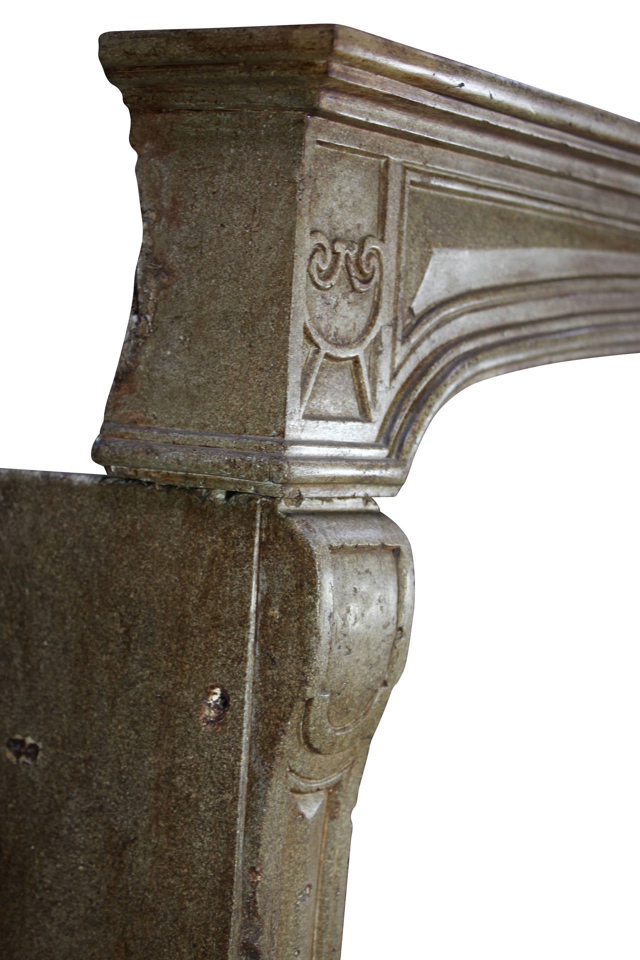 Antique French Grand del 18° secolo in pietra calcarea dura per caminetto antico in vendita 2
