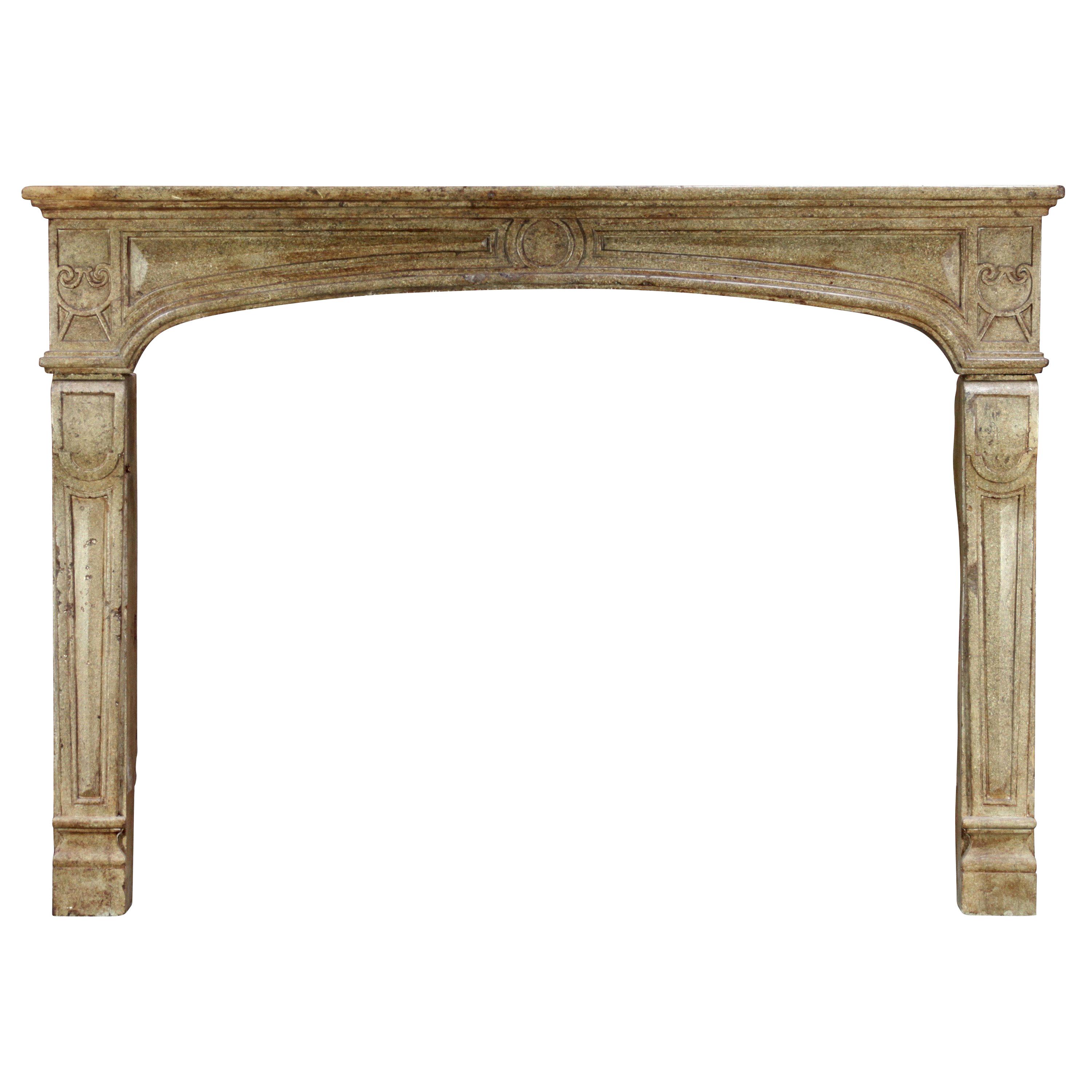 Antique French Grand del 18° secolo in pietra calcarea dura per caminetto antico