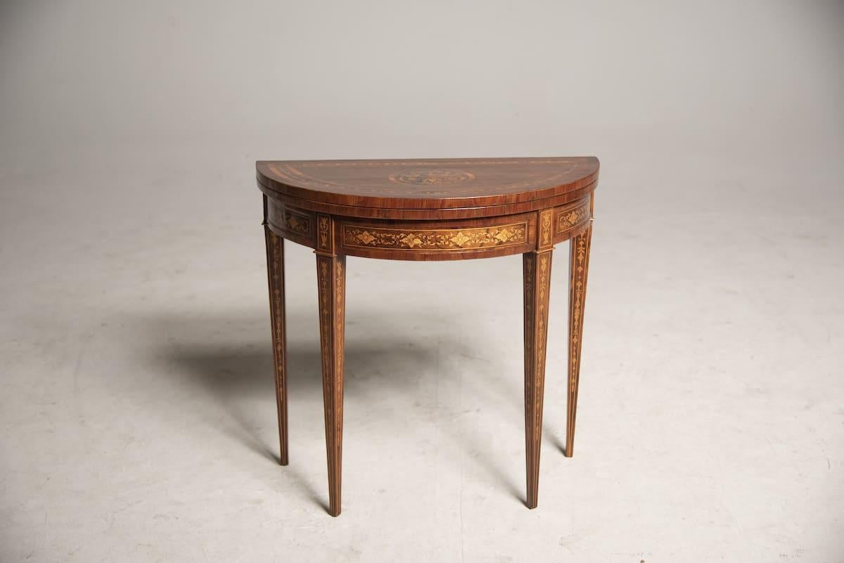 18° Century French Signed Jacob Freres Rue Meslee Half-Moon Inlaid Table Console 12